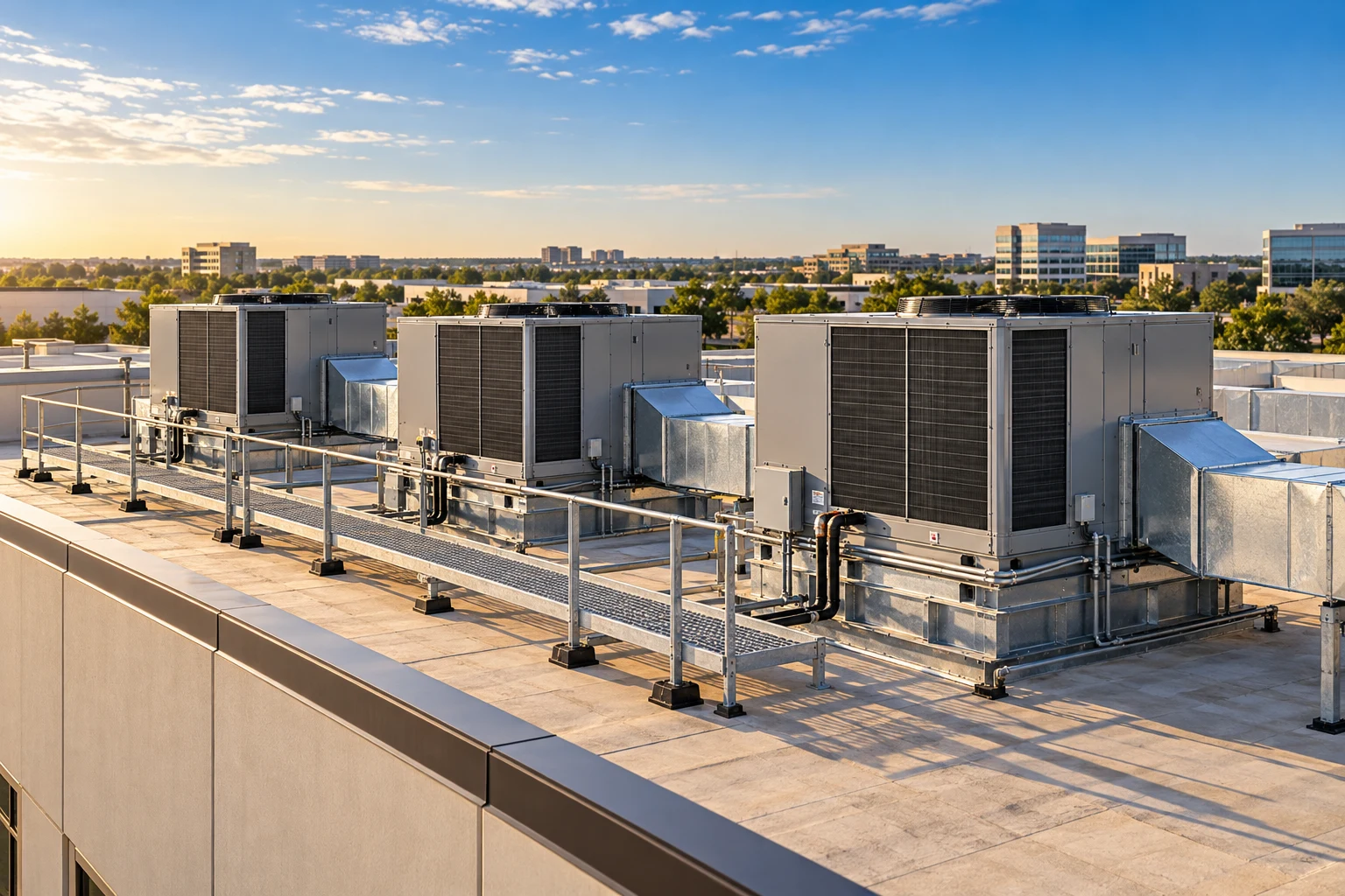 AI-generated illustrative HVAC scene, not company employees or a completed project