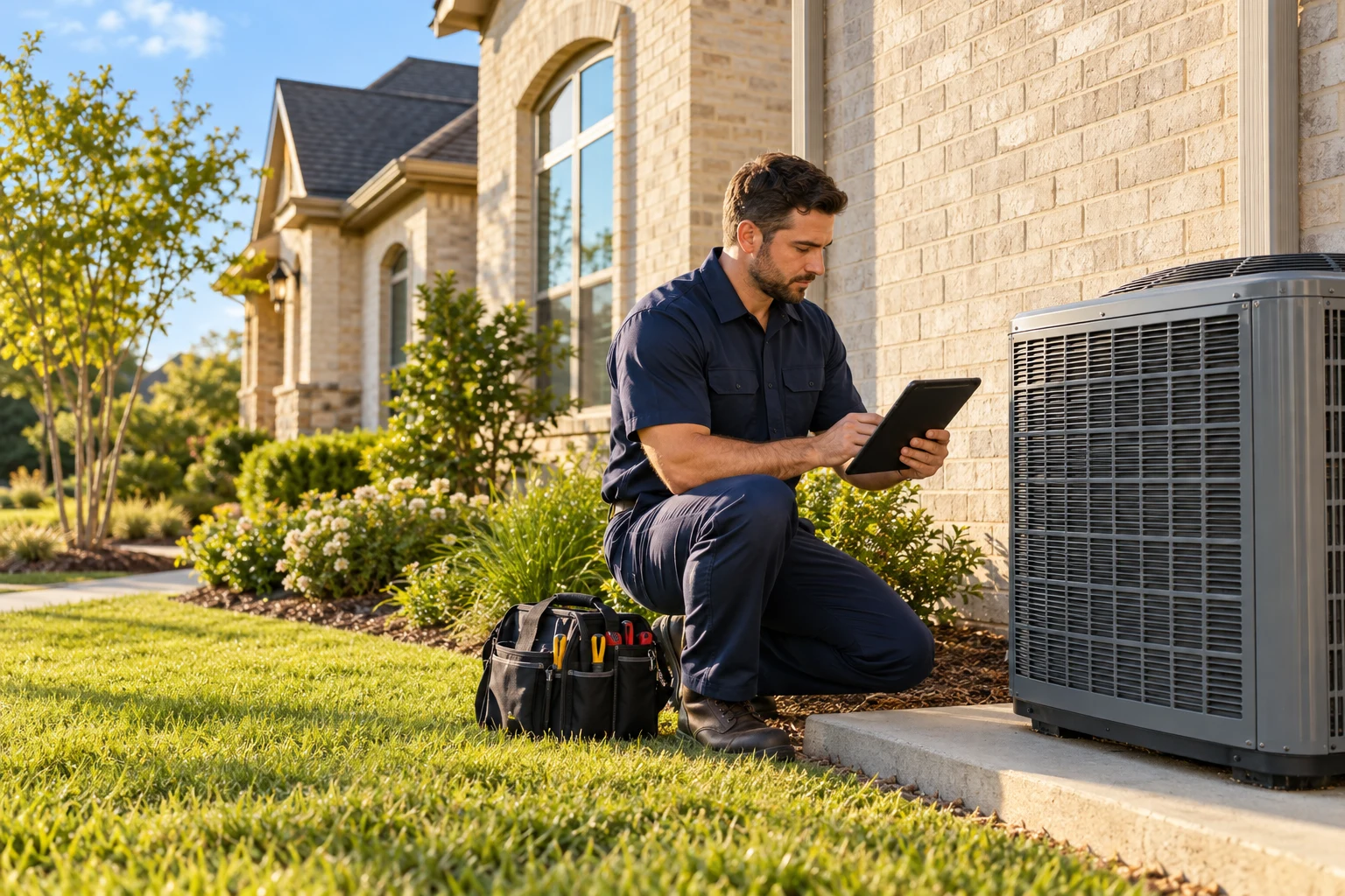 AI-generated illustrative HVAC scene, not company work
